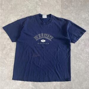 90s Vintage Penn State Embroidered Navy T Shirt Size XL